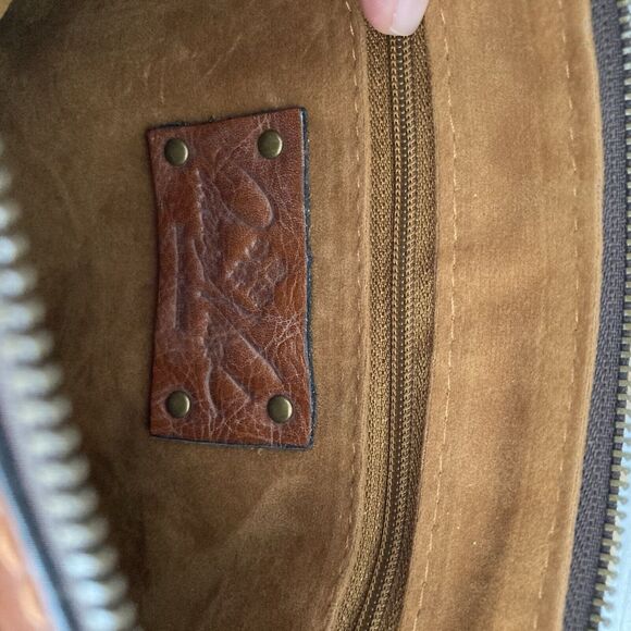 Patricia Nash Paullo Small Crossbody Shoulder Bag Brown Sherpa Leather Sheepskin - Picture 8 of 11